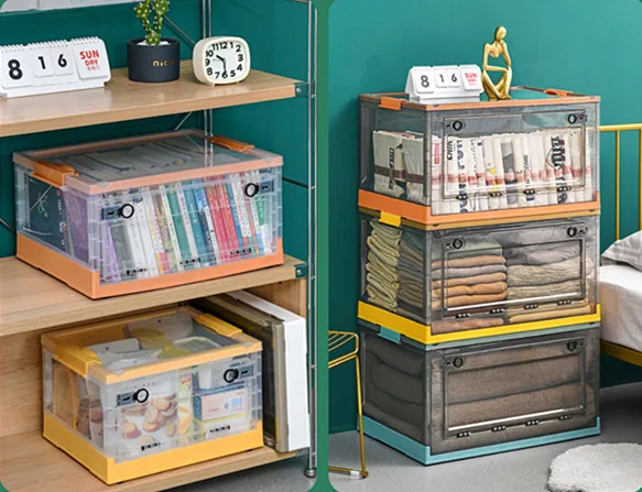 Home Student Book Storage Box Information Foldable Transparent Design Book Dormitory Finishing Storage Box