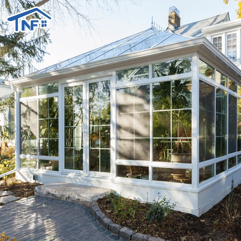 Modern Balcony Outdoor Curved Glass Sunrooms Customized Winter Garden Free Standing Conservatory Glass House