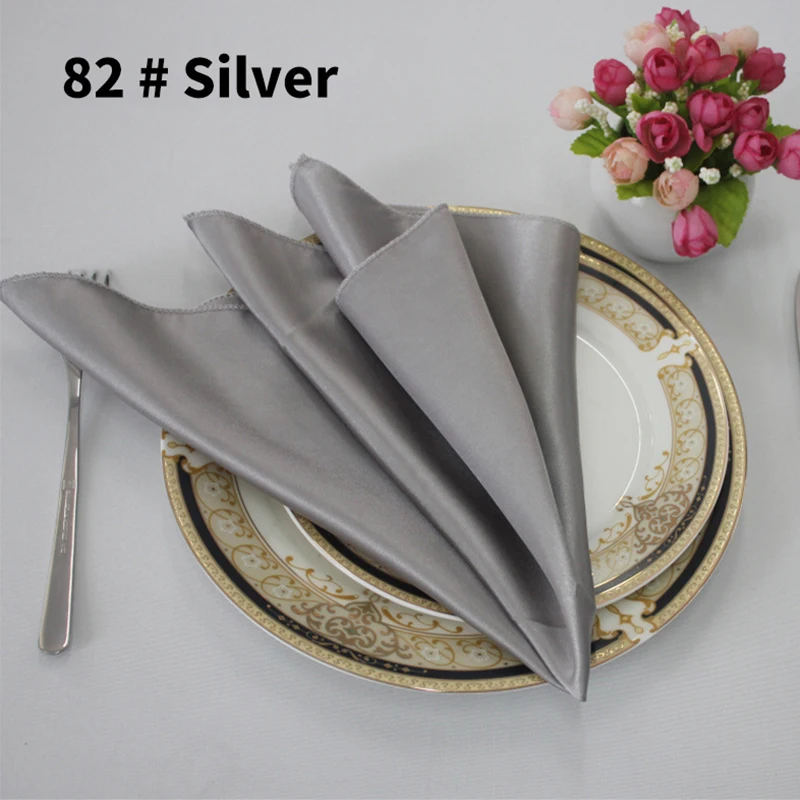 New Hot Lower Price 50*50cm Square Cloth Napkins Colorful Decoration Satin Naplin for Wedding Hotel