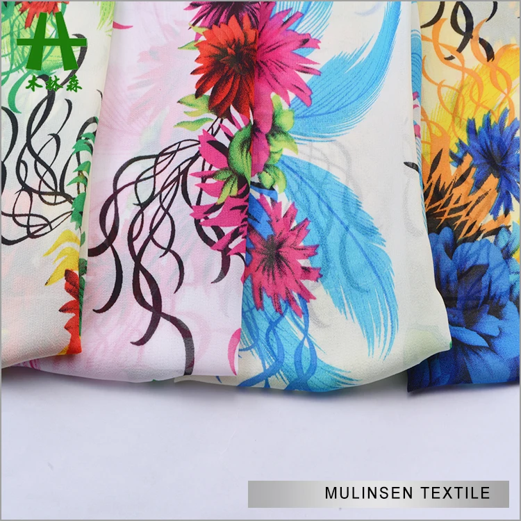 Mulinsen Textile Cheap Woven Printed Twisting 100% Polyester Fabric Chiffon