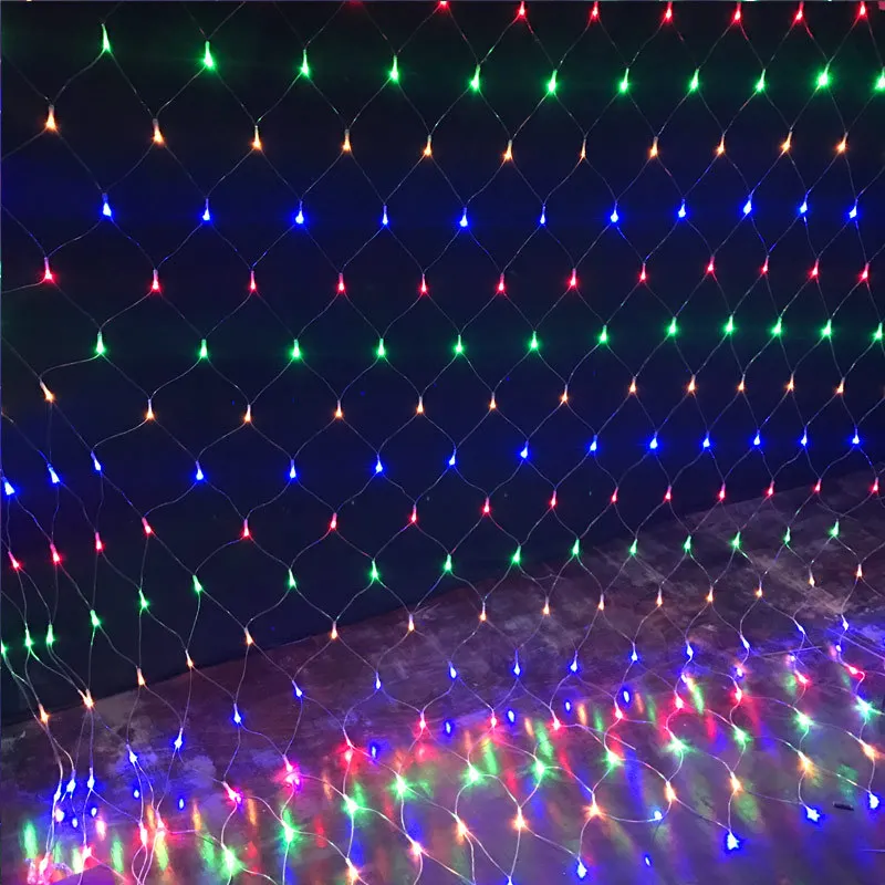 Tail Plug 1.5X1.5M Garden New Year Net Mesh Garland LED Christmas Decoration Outdoor Fairy String Light EU Plug 220V