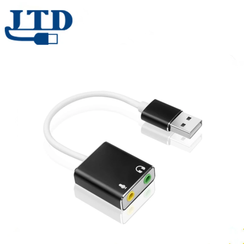 Roll over image to zoom in USB Audio Adapter External Stereo Sound Card with 3.5mm Headphone and Microphone Jack