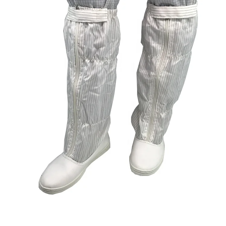 High Quality Electronic Industry Working Safety Protective PVC Outsole White ESD Clean Room PU Upper Soft Antistatic High Boots