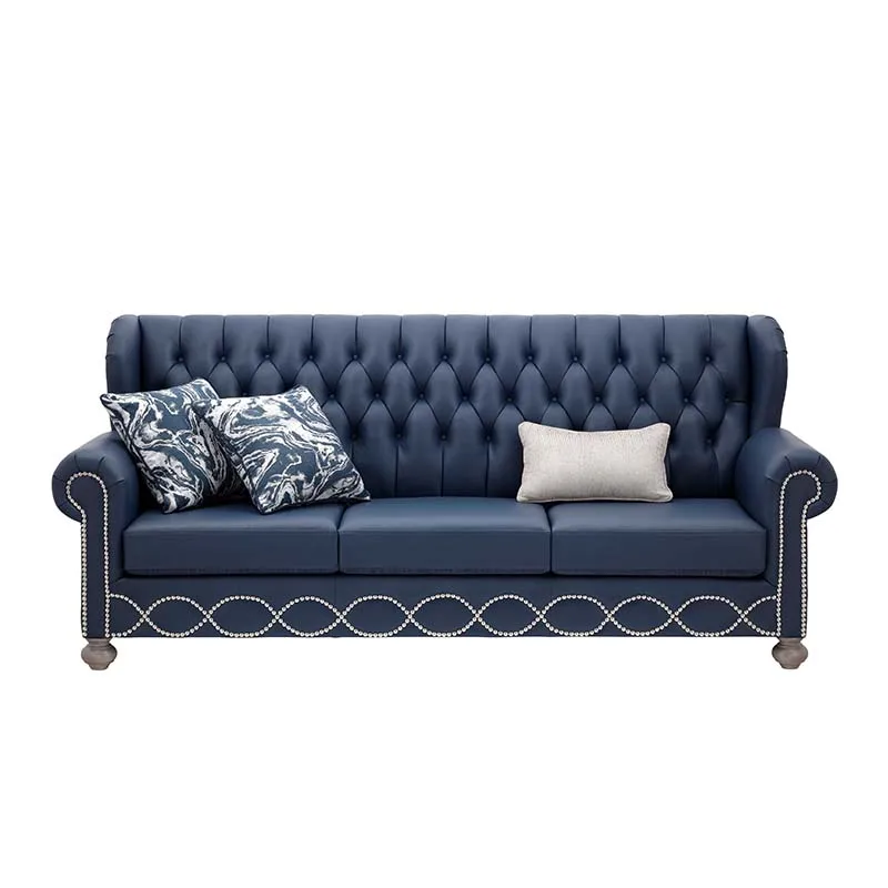 2021 New American Furniture Sofa 2 Seater Nordic Set Modern Couch Blue Fabric Material Living Room Sofas
