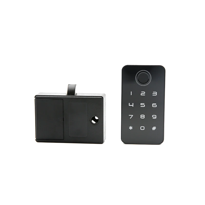 Hot sale multifunctional smart lock hotel home modern wood storage cabinet fingerprint locks bedroom bedside table with LED