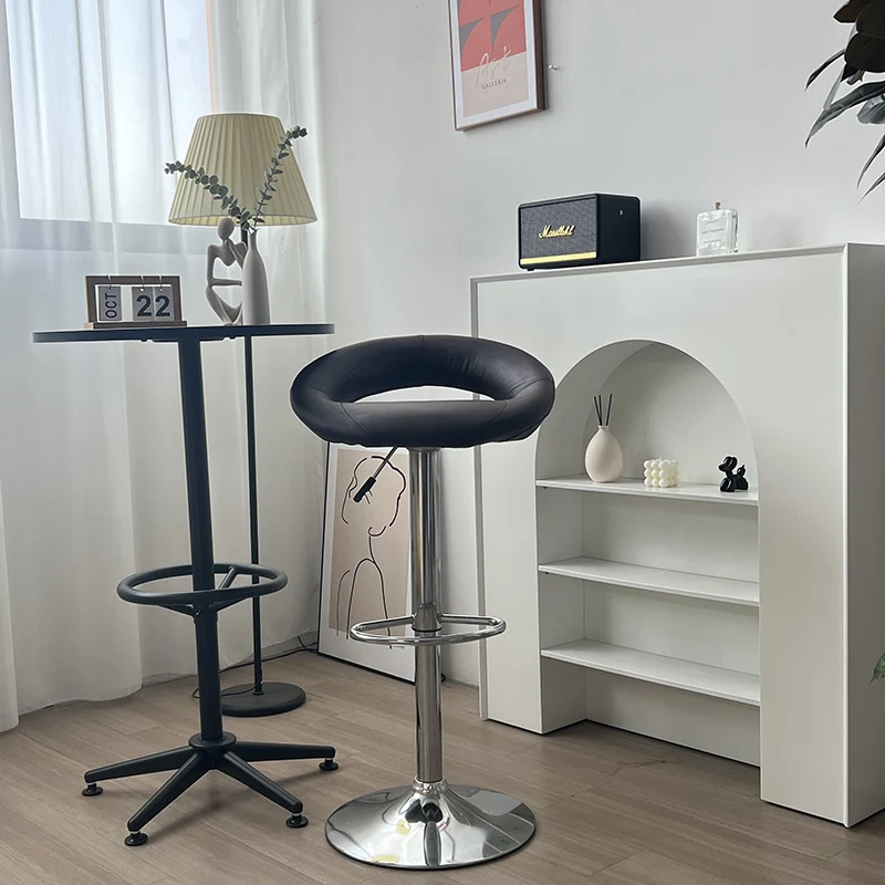 Barstool Modern Moon  Leather Adjustable Hydraulic Lift 360 Rotating Commercial Swivel Barstools
