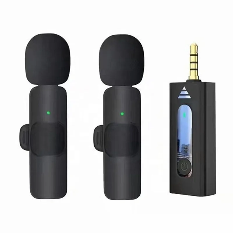 K35 Wireless Microphone 1 with 2 Collar Clip Mic Mobile Phone Live Broadcast Video Vlog Streaming TikTok Radio Camera Interview