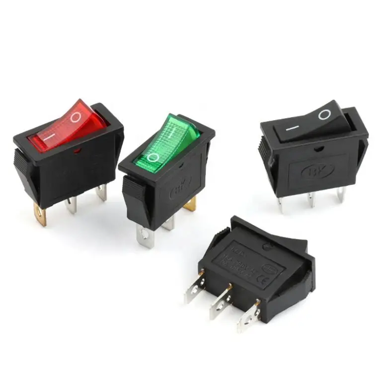 Rocker Switches KCD3-101 KCD3 15A 250V 20A 125VAC 3 Pins Green Led Rocker Switches