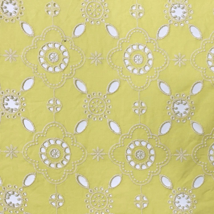 Harvest Cotton Embroidery Anglaise patterns woman top fashionable woven cotton 3D eyelet floral embroidery fabric for dress