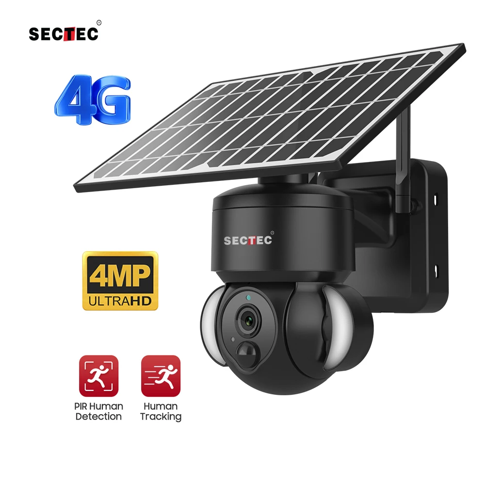 2022 4MP 4G Home Security System Outdoor IP Cameras Security Wireless Wifi CCTV 4MP Low Power Solar Camera