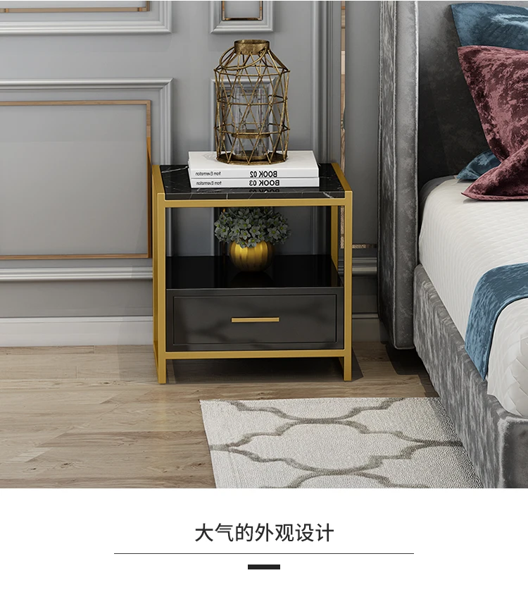 Nordic hotel small wooden luxury night stand Bedroom bedside table wood nightstand modern corner table metal nightstands