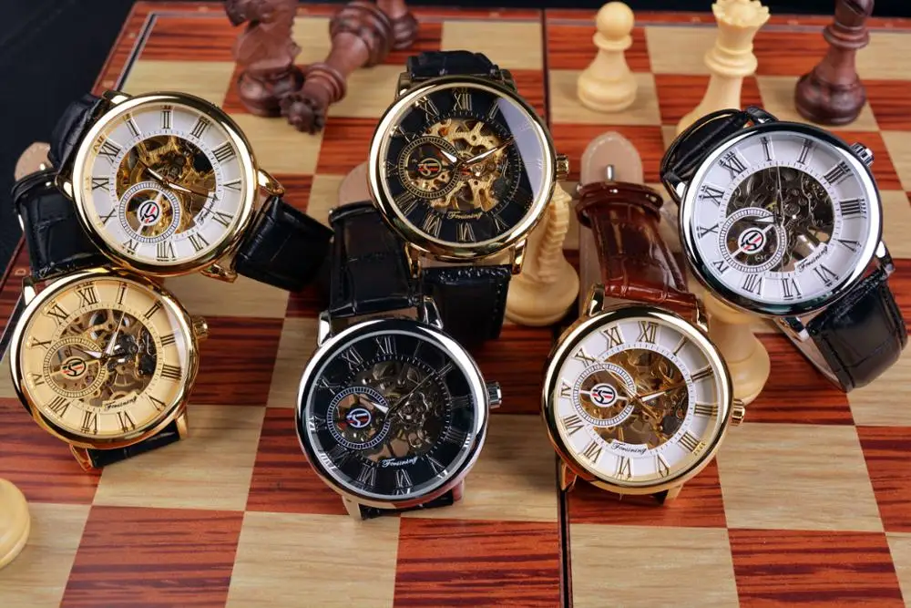 Forsining gold Skeleton Mechanical automatic movemet luxury oem men watch