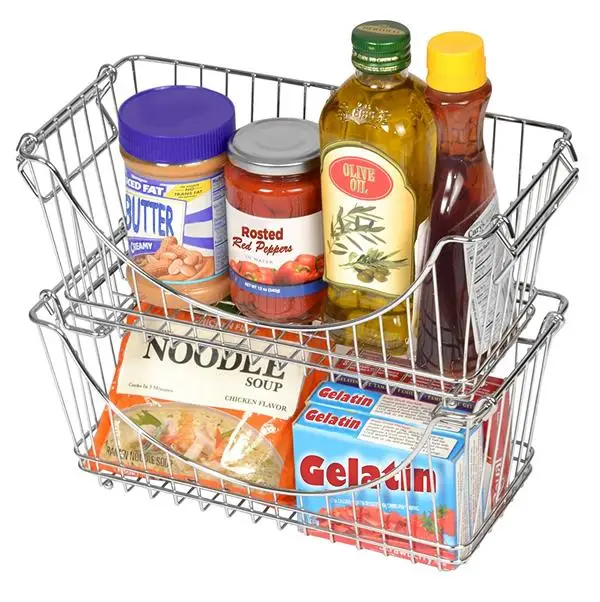 Kitchen Stackable Basket 2 Tires Household Fruit and Vegetable Storage Basket Metal Wire Fruit and Vegetable Basket