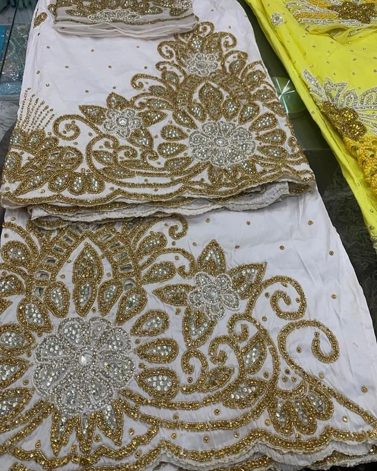 Fashionable Somali Wedding and Special Occasion Wear Unique African Style Embroidered George Wrapper Fabric Suits