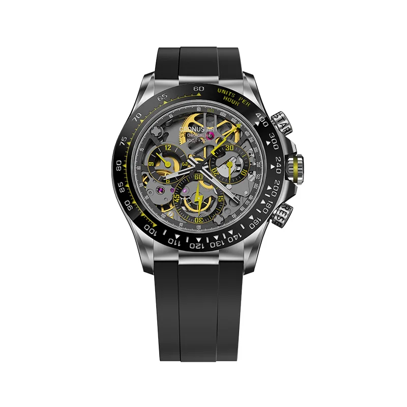 Stainless Steel Skeleton Watch for men with Hand Wind Mechanical Movement - Luxury and Elegance Combined