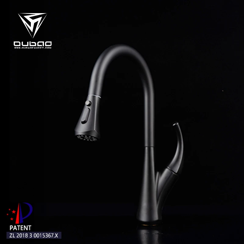 Hot Sale 3 Way Kitchen Sink Faucets Black Water Tap With Pull Down Sprayer