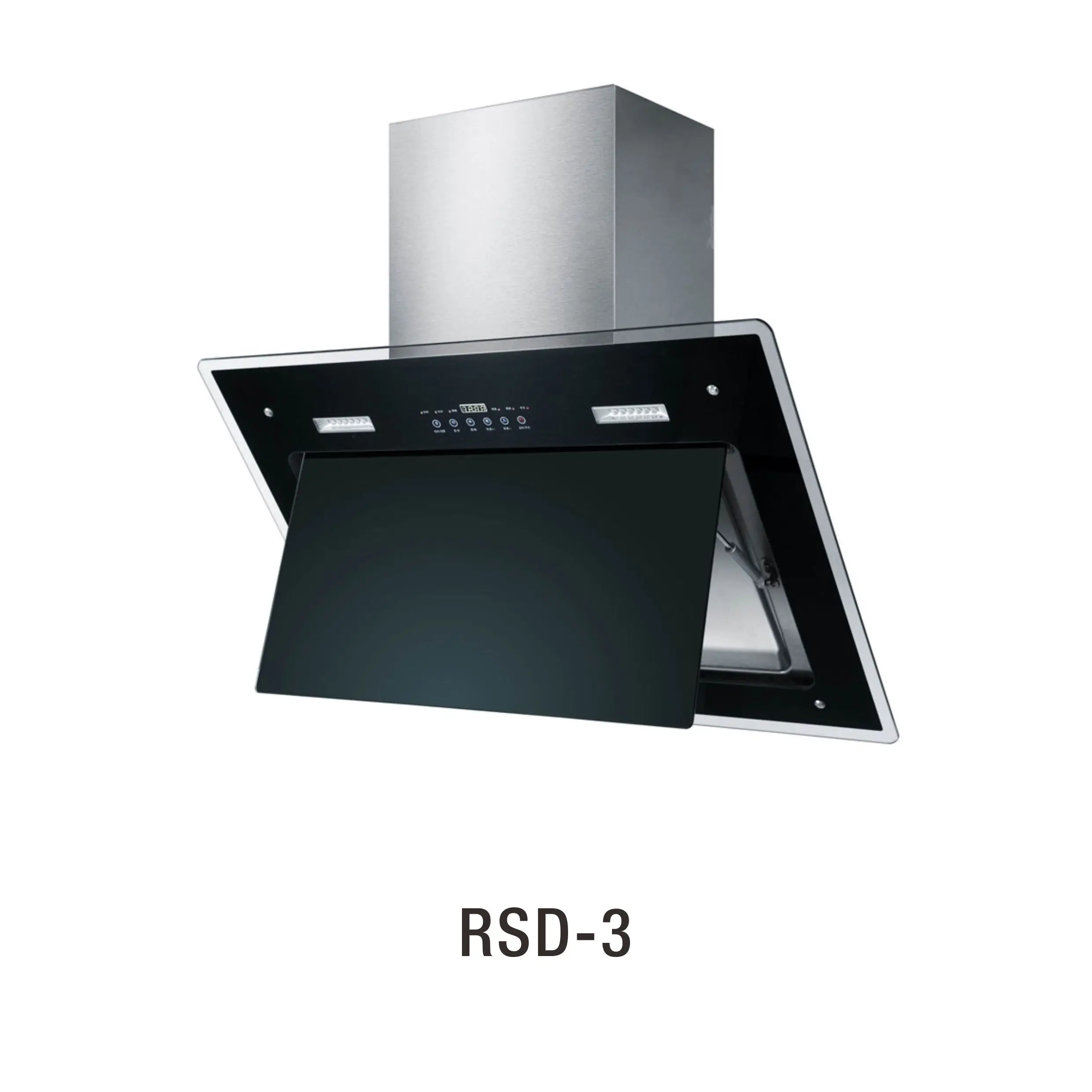 Kitchen Chimney Cooker Range Hood Black Tempered Glass Side Range Hood
