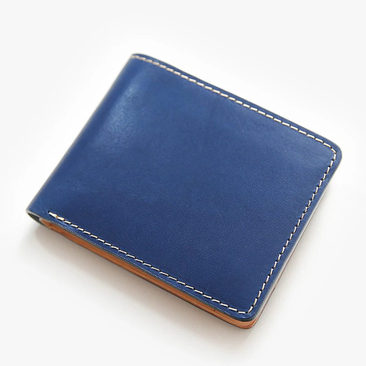 Italian Vegetable Tanned Leather Wallet Custom Minimalist Slim Bifold Mens Leather Wallet