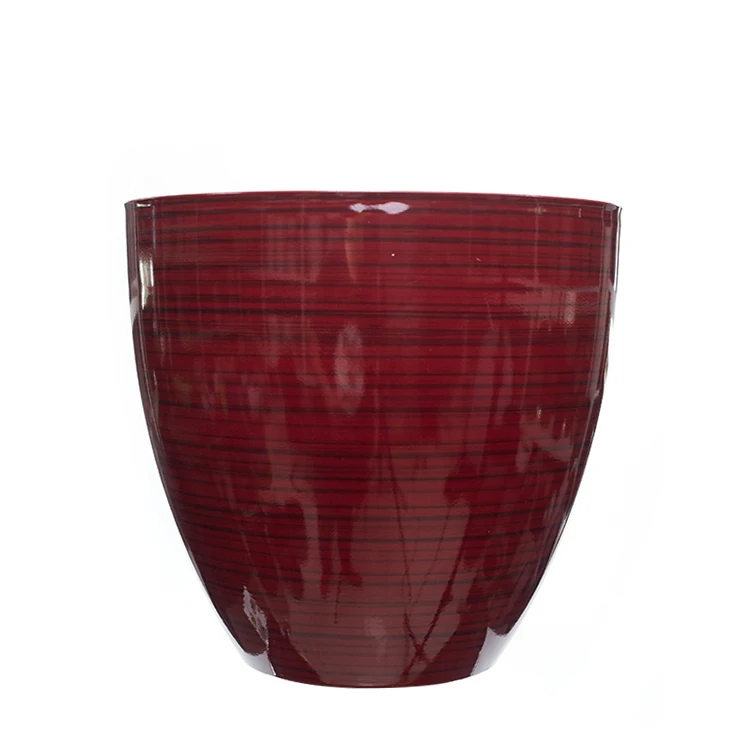 Красные большие пластиковые современные глазурованные горшки для растений в форме яйца с керамическим эффектом, домашний декор
