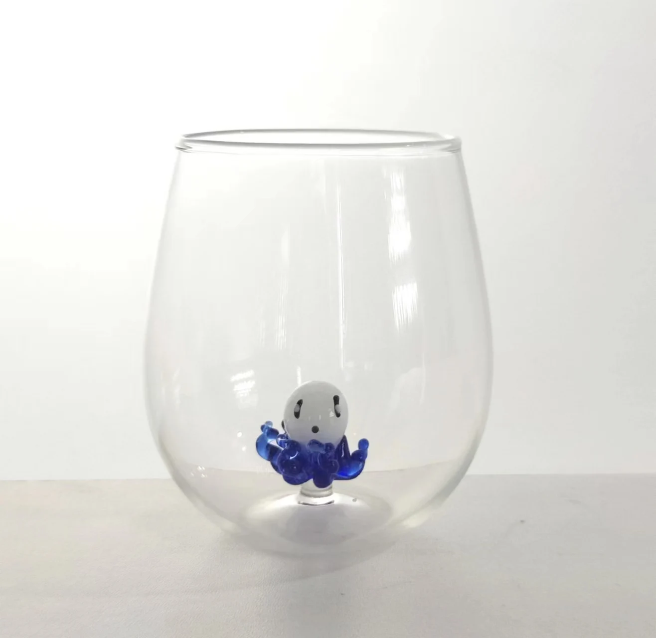 Creative Glass Cup With 3D Ornament Inside Hand Brown Glass Coffee Mug Heat Resistant Tea Cup Glass Mug