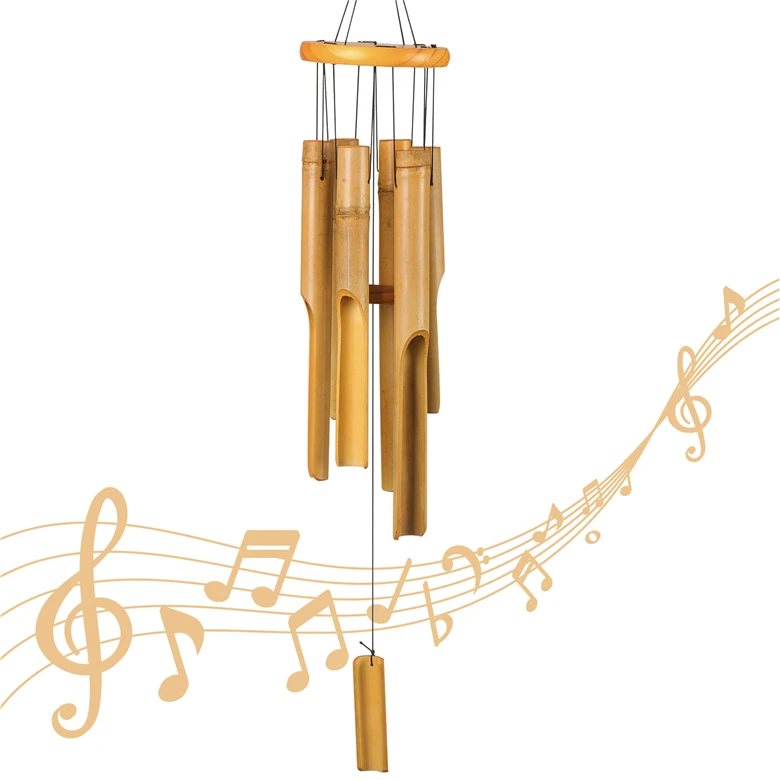 Wholesale multi-tube natural circular charms wind chimes outdoor garden memorial bamboo wind chimes