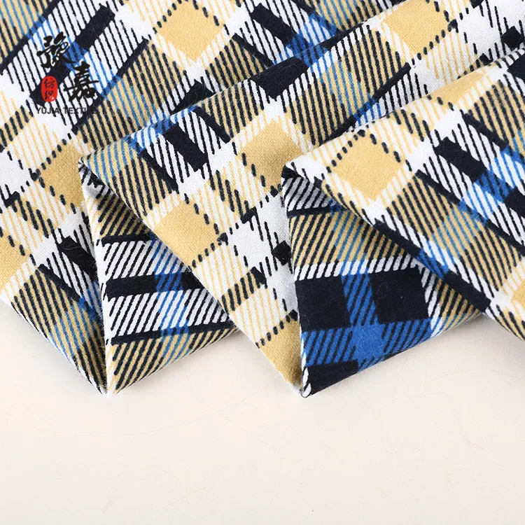 High quality custom 100% cotton yarn dyed melange cotton printed stripe plaid flannel fabric for men shirts