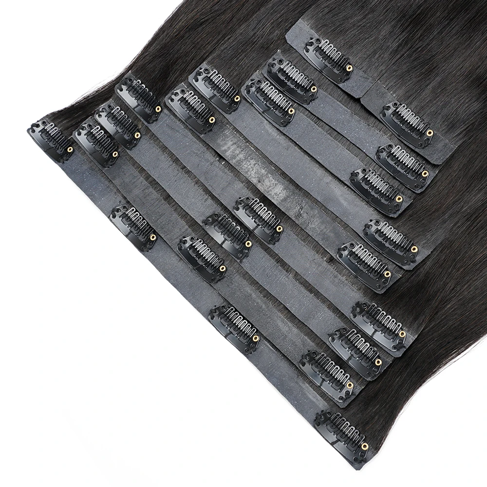 Salon PU Quality Double Drawn 100% Remy Seamless Clip-ins Human Hair Invisible Seamless Clip In Raw Hair Extension