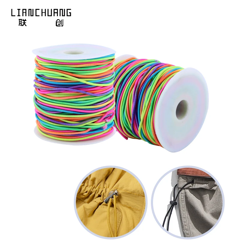 Factory Custom  2.5mm rainbow    Multicolor Round elastic cord   for garment