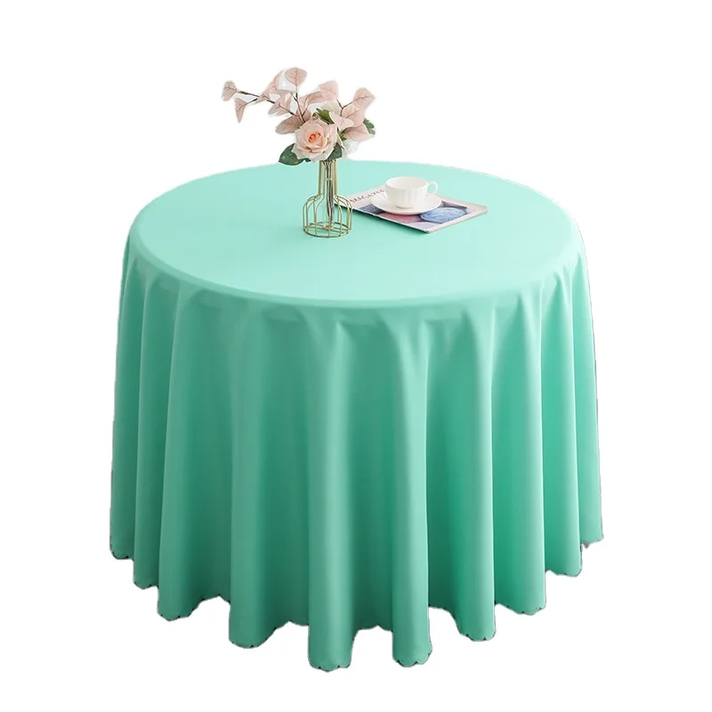 Wholesale banquet Nordic style Popular green color custom wedding tablecloth round white polyester table cloth