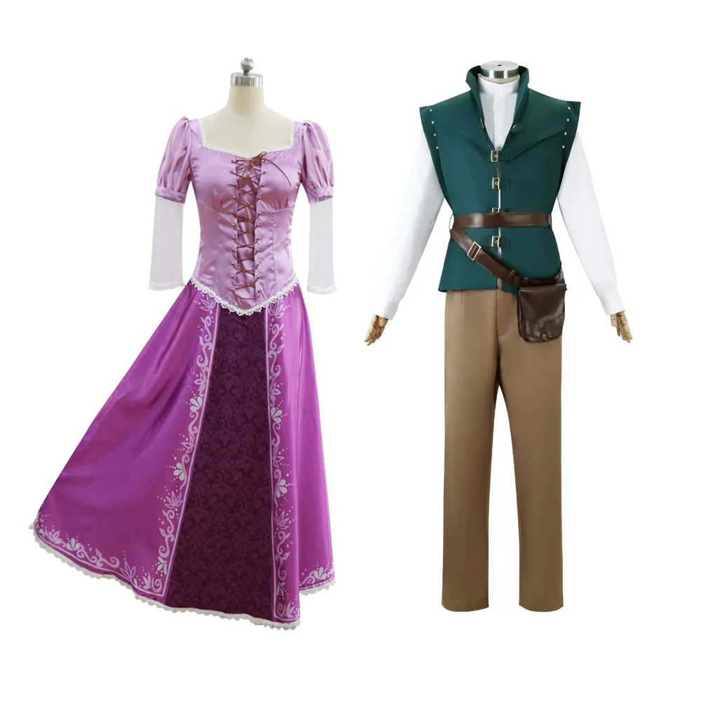 Halloween Adult Mens Flynn Rider Costume Cosplay Full Set Outfit with Belt Bag Princess dress
