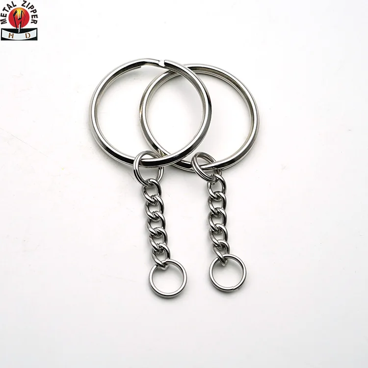 
Nickel Plated Split Key Ring with Chain Silver Color Metal Split Keychain Ring Parts 