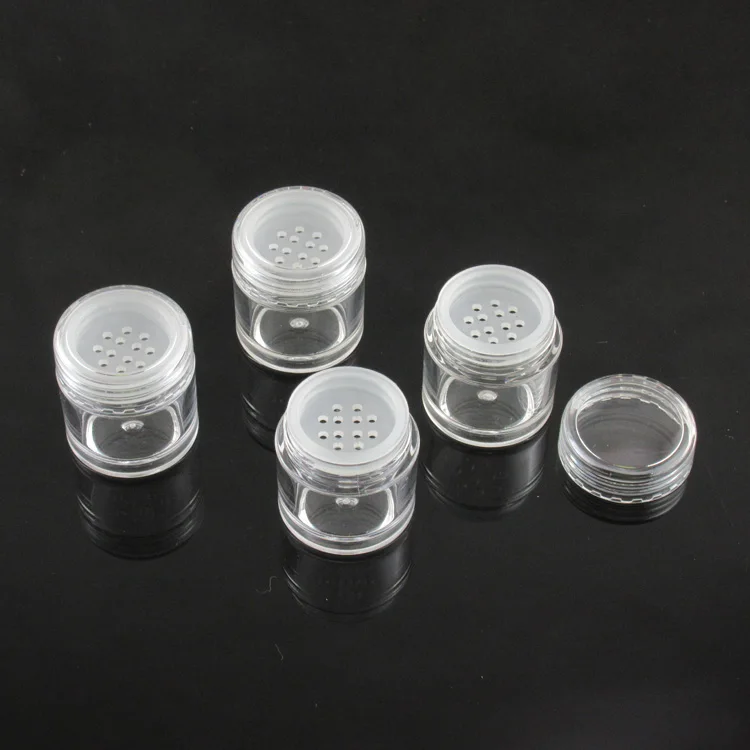 TM-ES6130A 5ml  cosmetic powder small bottle transparent pigment powder jar with sifter design 5g