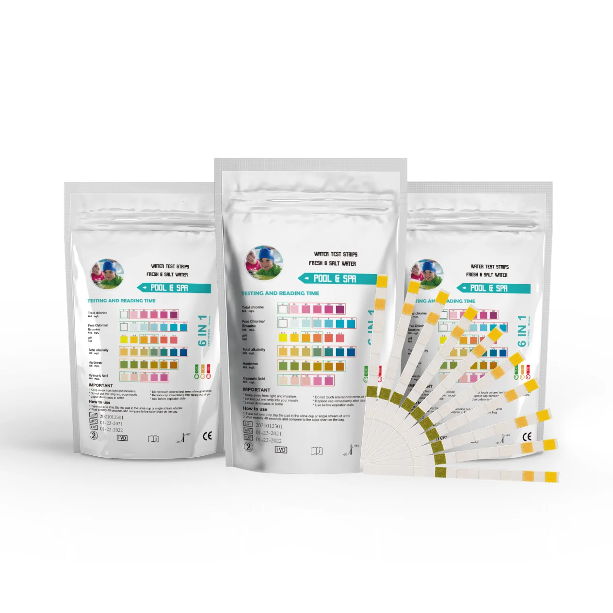 6 in 1 salt water hot tub test kit chlorine test kit pool test