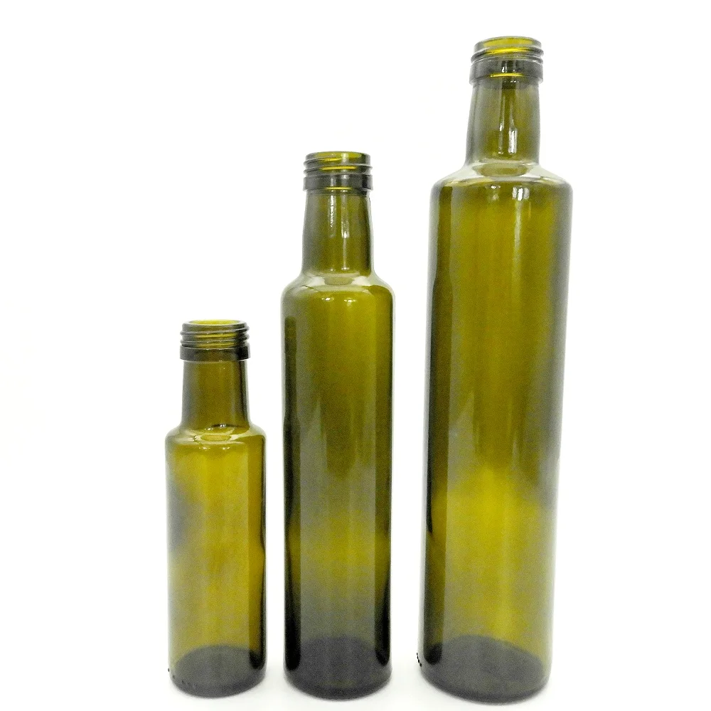 Dorica 250ml Cooking Oil Glass Bottle Manufacturer 500ml 750ml Round Shape Olive Oil Bottle with Aluminium Cap