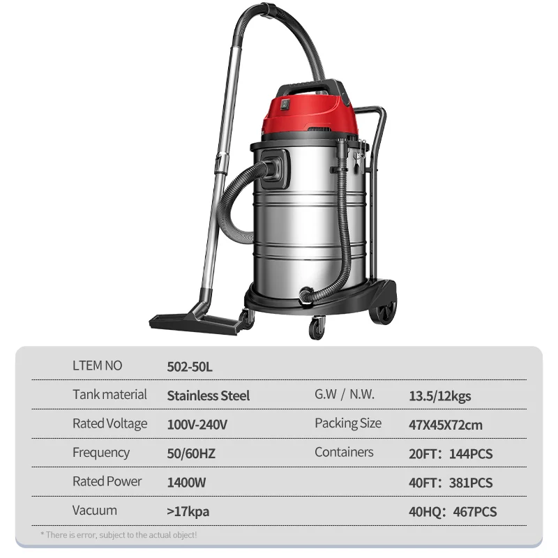 On-time Shipping 50L Floor Cleaning Machine High Power Vacuum Cleaner 17000Pa Fast Dry Carpet Cleaning Machine