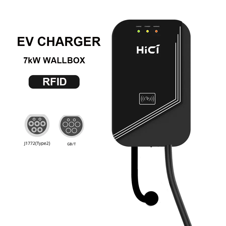 HICI 7KW 16A 32A Уровень 2 RFID GBT зарядное устройство для электромобилей