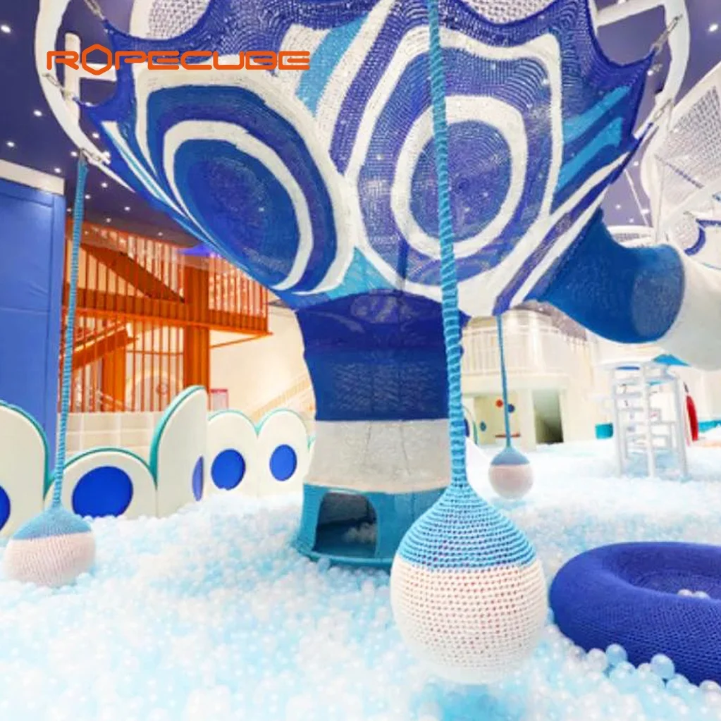 Factory customized indoor playground with kids rope climbing net soft play area