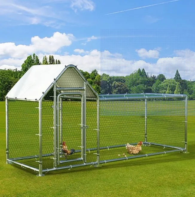 3x10 ft Metal Chicken Coop Chicken Run House Poultry Habitat Cage w/Chicken Perch