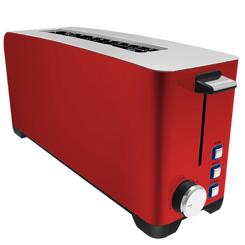 Long Slot Toaster Factory Custom, Home Use Stainless Steel 2 Slice Bread Toaster
