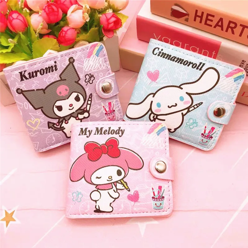 Kawaii Sanrios серия новая моя мелодия Kuromi Kitty Pu Повседневный короткий кошелек милый аниме мультяшный держатель для