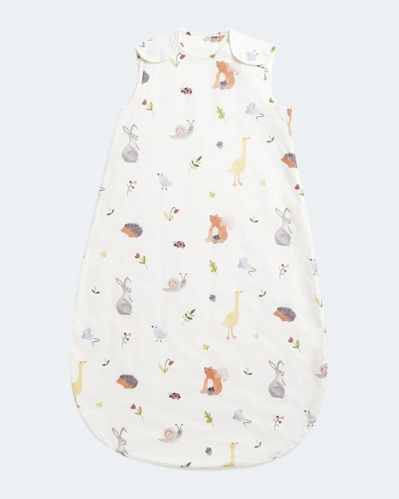 Soft Comfortable Two Way Zipper Side Custom Print Organic Cotton Wearable Bamboo Sleep Sack Baby Sleeping Bags