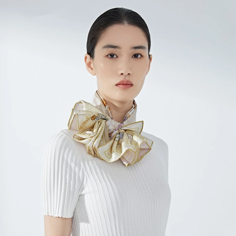 Wholesale Custom 12 Flower God series Silk square scarf Silk Scarves 100% silk scarf for women