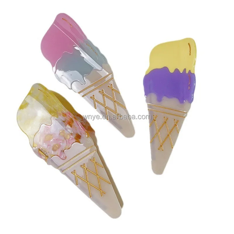 Summer Style Ice Cream Design Metal Gold Hair Claw