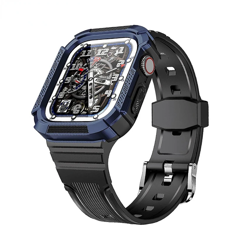 In stock Sport Watch Band Case for Apple Watch 7 6 SE 5 4 Silicone Cover Strap for Iwatch Series 7 40mm 44mm 41MM 45MM rg 5 se