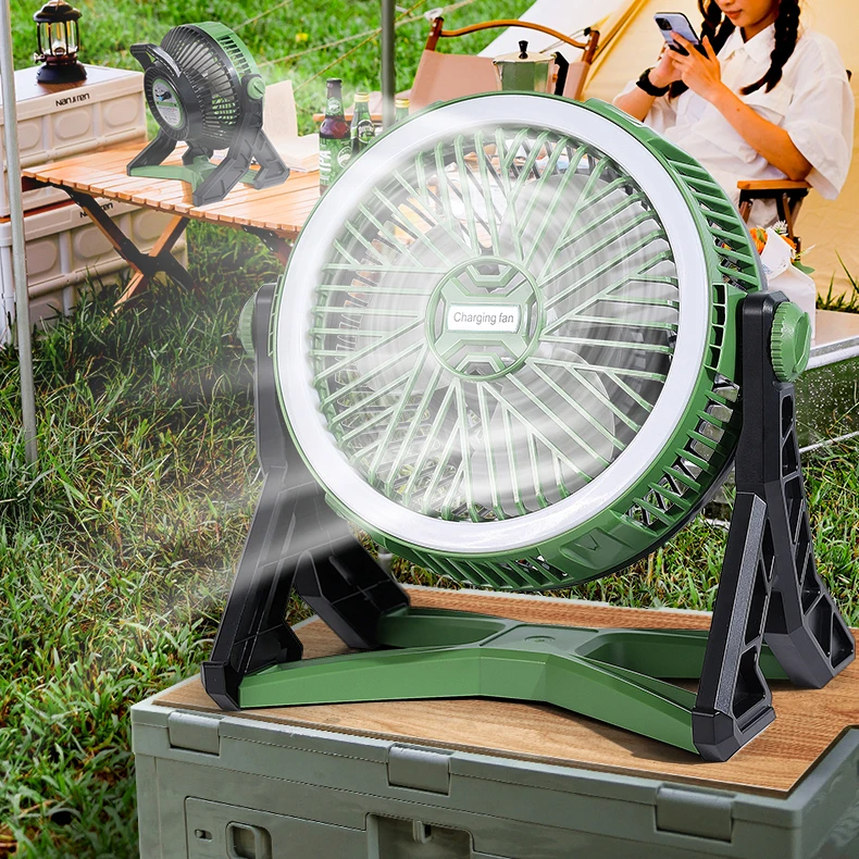 12Inch Dc 3.7V Solar Rechargeable Table Fan With 4 Speed Choice Usb Phone Rechargeable Led Light For Home Outdoor Camping