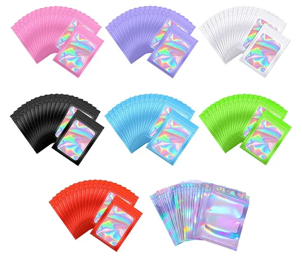 3 side sealed small holographic plastic laser printing zipper hologram bag