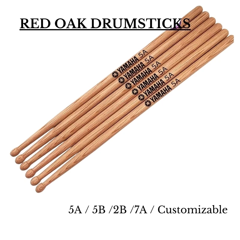 Premium Chinese Style Custom Light Drum Sticks 2B 5A 5B 7A Made from Red Oak and Maple for Recording Bassoon Style