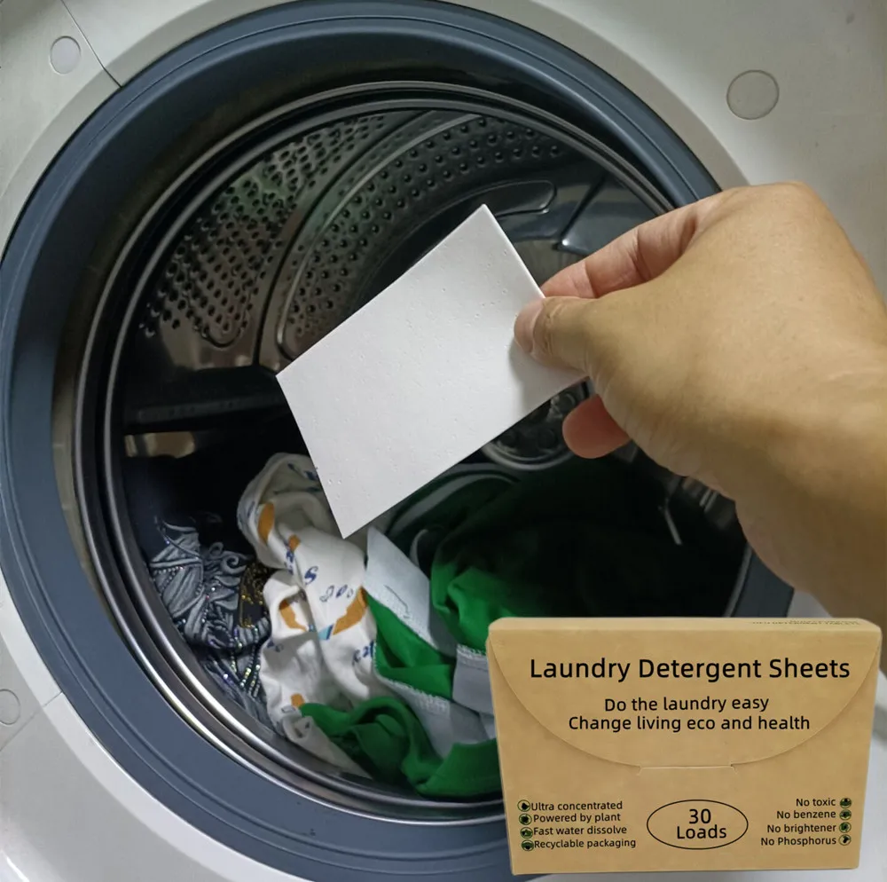 Laundry Detergent Strip Sheet Supplier Manufacturer Anti Bacterial Mite Detergent Paper Sheet With Solid Enzym