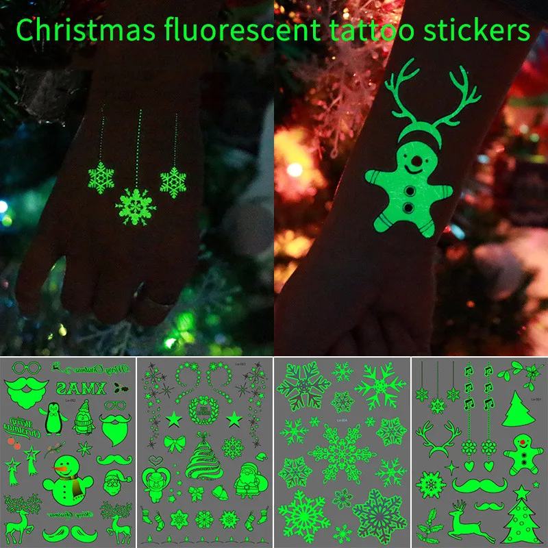 Christmas decor  Luminous Christmas temporary tattoo  Christmas tattoo sticker