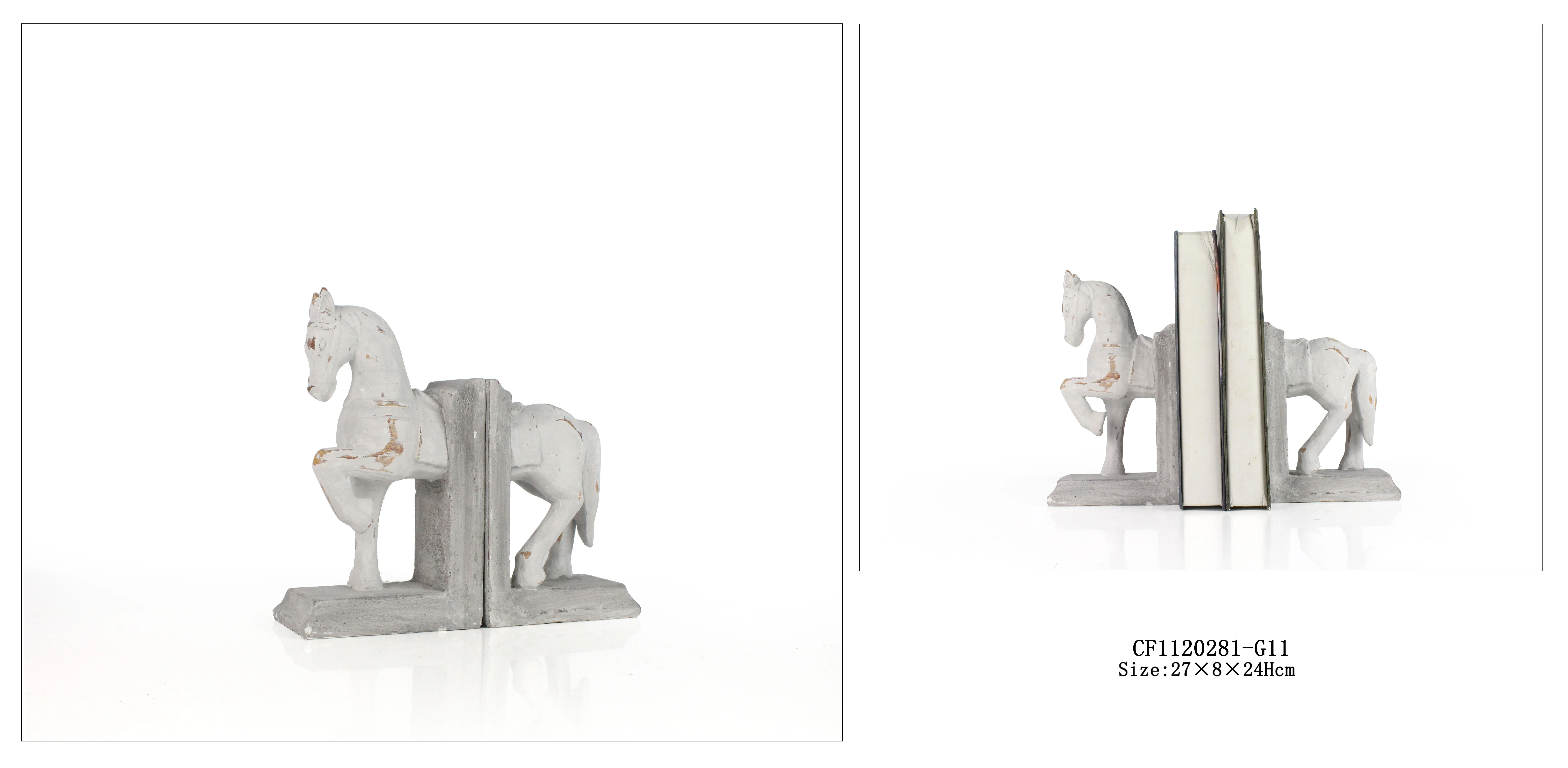 Nordic Animal Sculpture White wood Color Horse Figurines for Home Decor Wholesales Rustic Resin Bookend Home Decoration